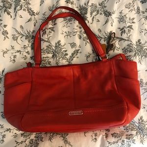 Red leather Coach purse